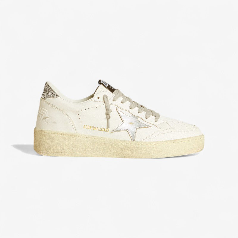 Golden Goose Ball Star 2 Sneaker – White/Silver Glitter