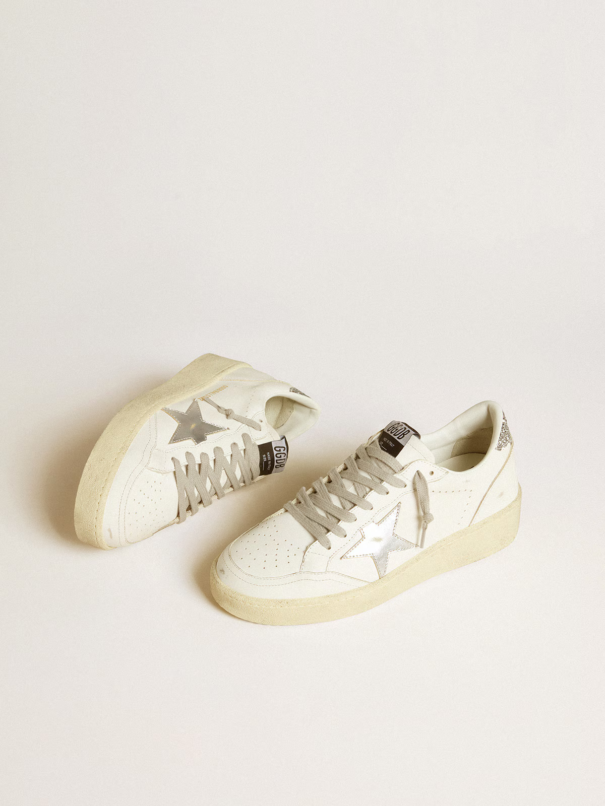 Golden Goose Ball Star 2 Sneaker – White/Silver Glitter
