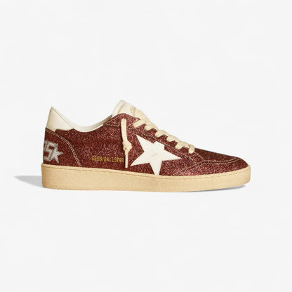 Golden Goose Ball Star – Burgundy Glitter with White Star