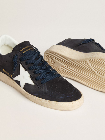 Golden Goose Ball Star – Navy Suede with White Star