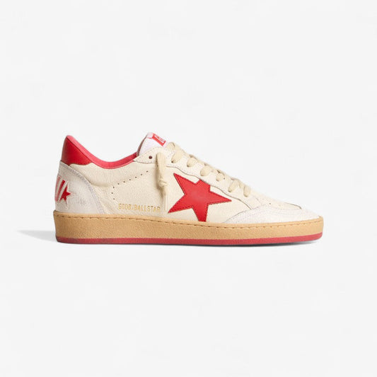 Golden Goose Ball Star Sneaker – Cream & Red