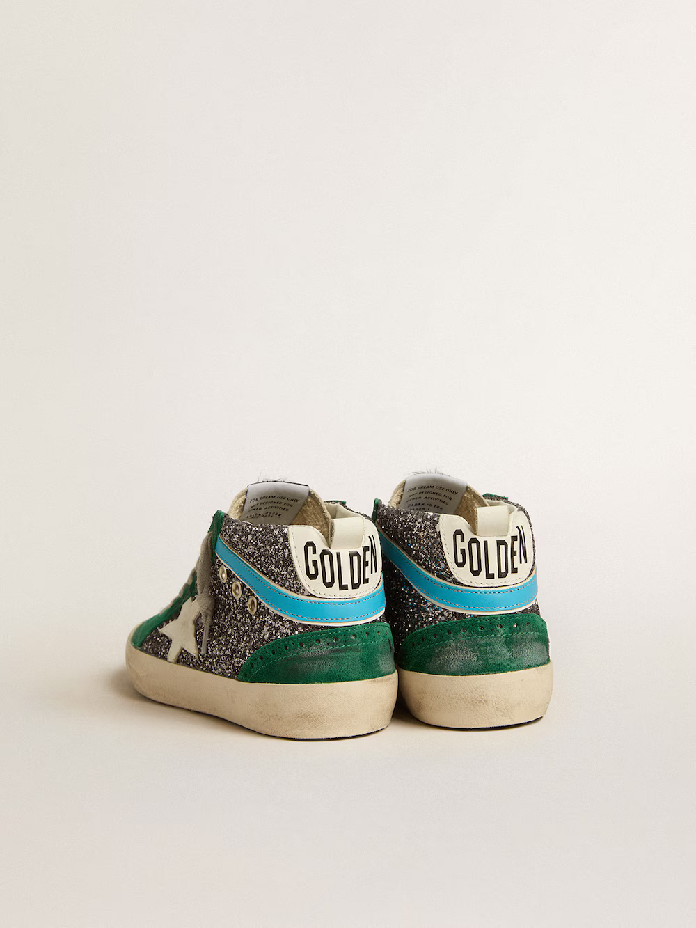 Golden Goose Mid Star Sneaker – Green Suede & Glitter Combo