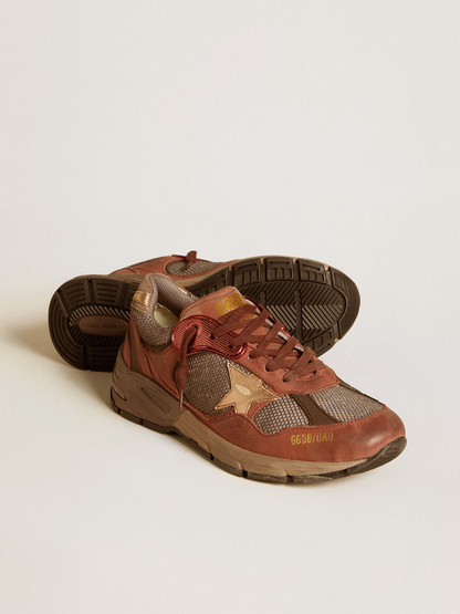 Golden Goose Running Sole Sneaker in Burnt Copper and Metallic Rose