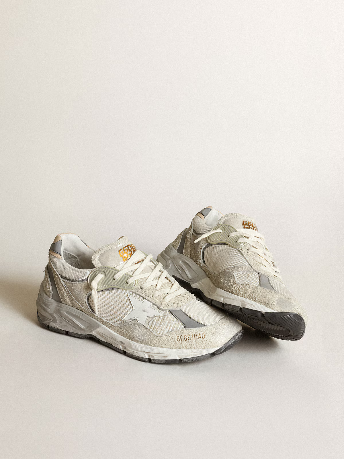 Golden Goose Running Sole Sneaker in White with Distressed Details