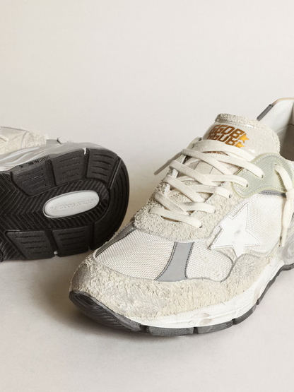Golden Goose Running Sole Sneaker in White with Distressed Details