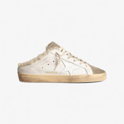 Golden Goose Shearling Slide Super-Star Sneaker in White