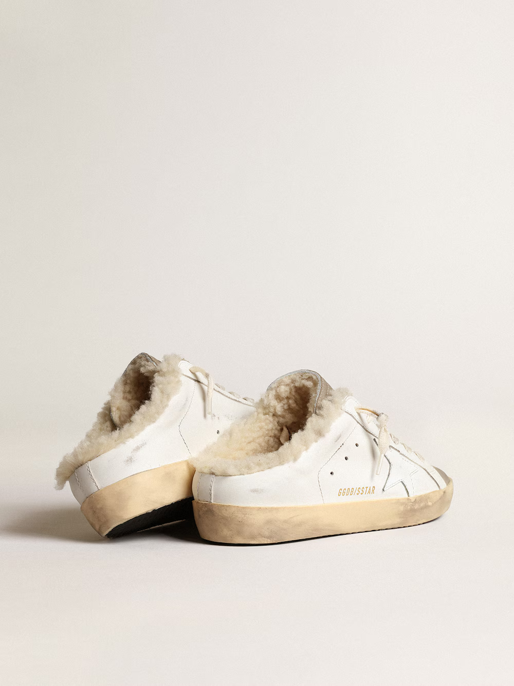 Golden Goose Shearling Slide Super-Star Sneaker in White
