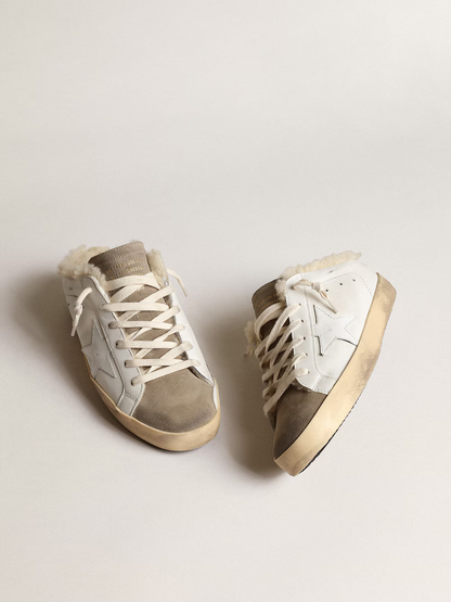 Golden Goose Shearling Slide Super-Star Sneaker in White