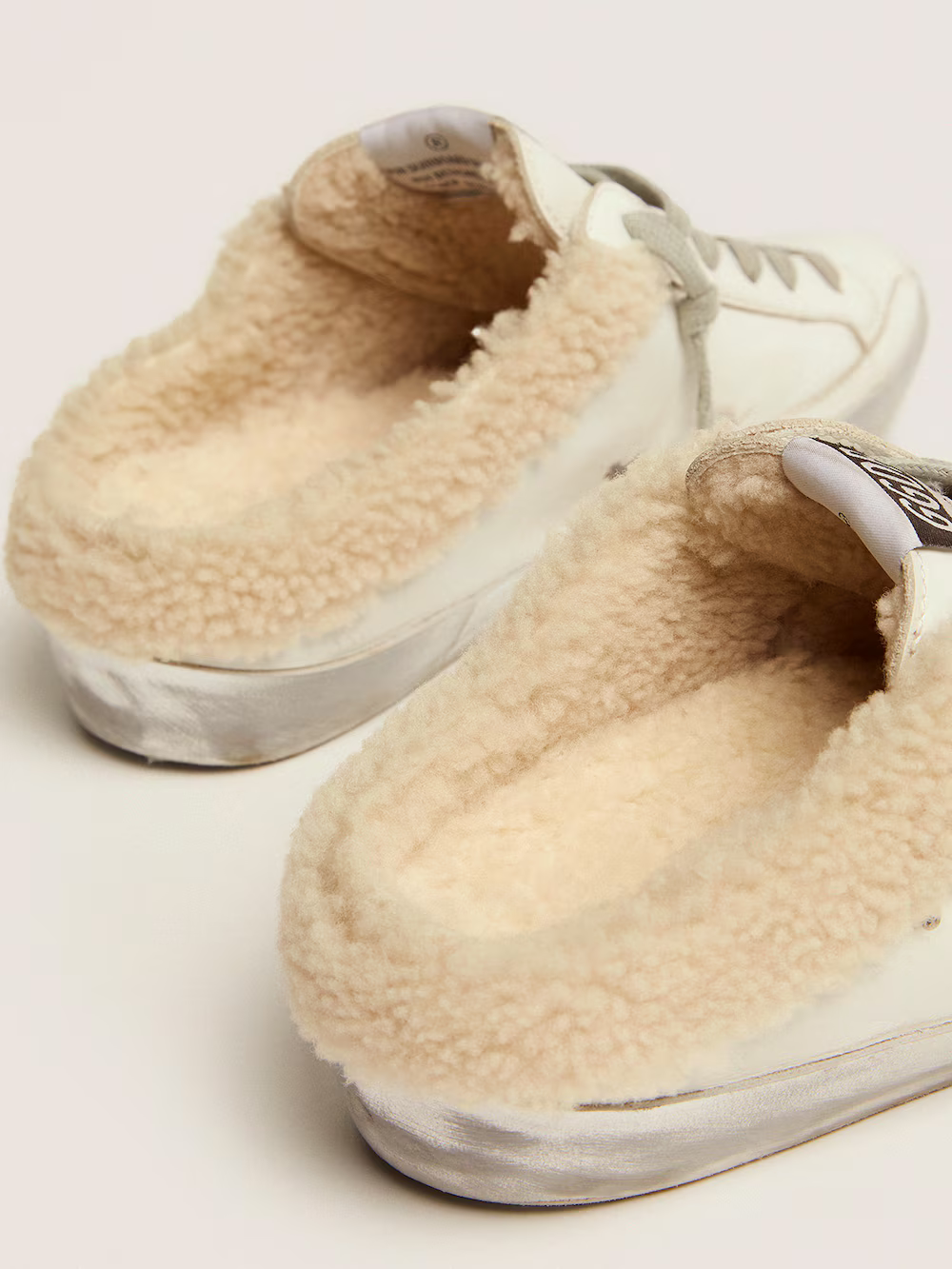 Golden Goose Shearling Slide Super-Star Sneaker with Glitter Star
