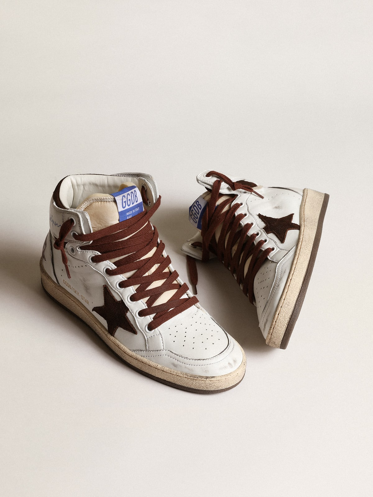 Golden Goose Sky-Star Brown High-Top Sneaker