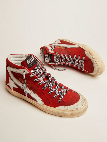 Golden Goose Slide High-Top Red Canvas Sneaker