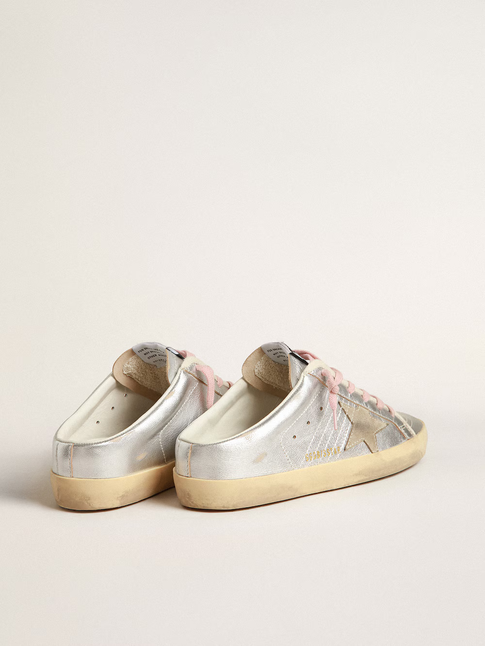 Golden Goose Slide Super-Star Sneaker in Silver and Pink