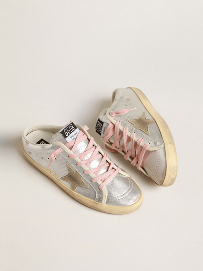 Golden Goose Slide Super-Star Sneaker in Silver and Pink