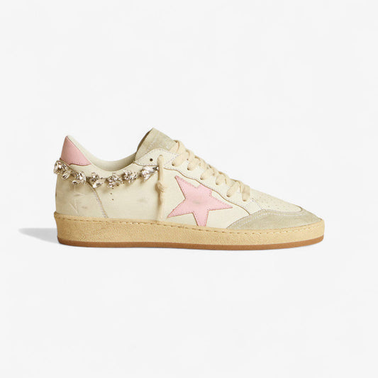 Golden Goose Stardan Sneaker with Pink Star and Crystal Chain