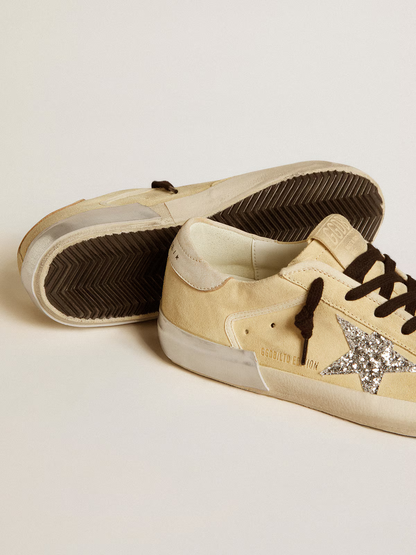 Golden Goose Super-Star LTD – Beige Suede with Glitter Star