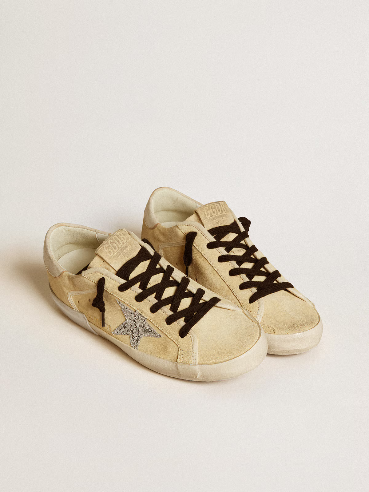 Golden Goose Super-Star LTD – Beige Suede with Glitter Star
