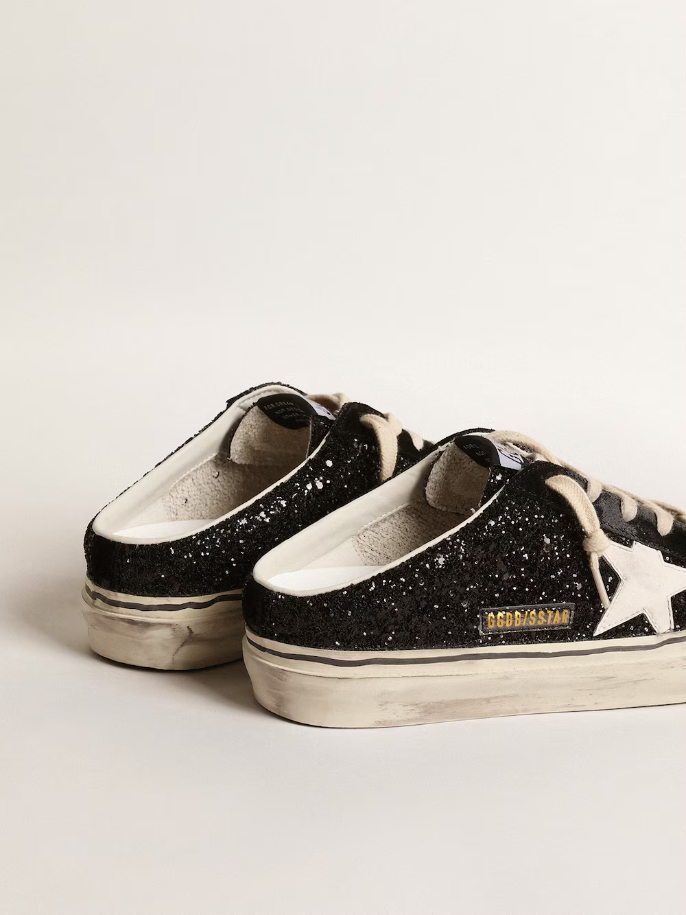 Golden Goose Super-Star Slide Mule in Black Glitter