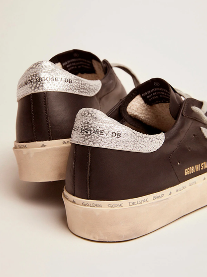 Hi Star Sneakers In Black Leather With Silver Laminated Leather Star