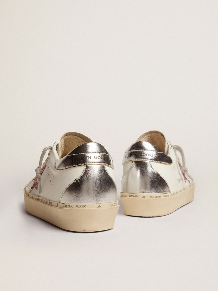 Hi Star Sneakers With Silver Laminated Leather Heel Tab And Pink Glitter Star