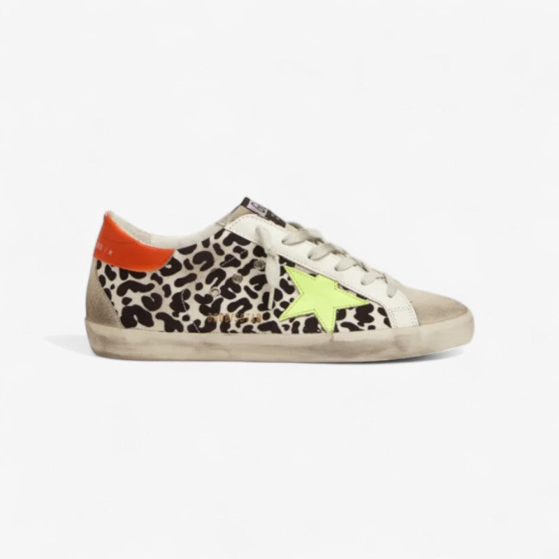 Leopard-print And Neon Super-star Sneakers
