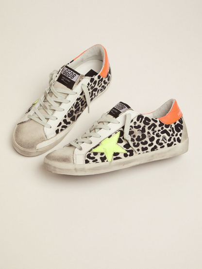 Leopard-print And Neon Super-star Sneakers