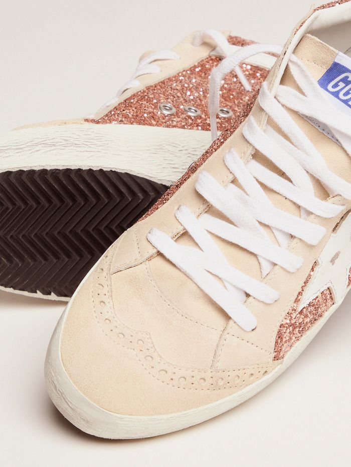 Mid Star Sneakers With Pink-gold Glitter