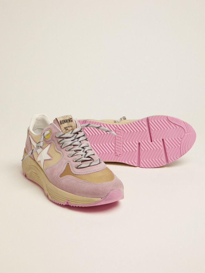 Pastel Pink Running Sole Sneakers With White Star