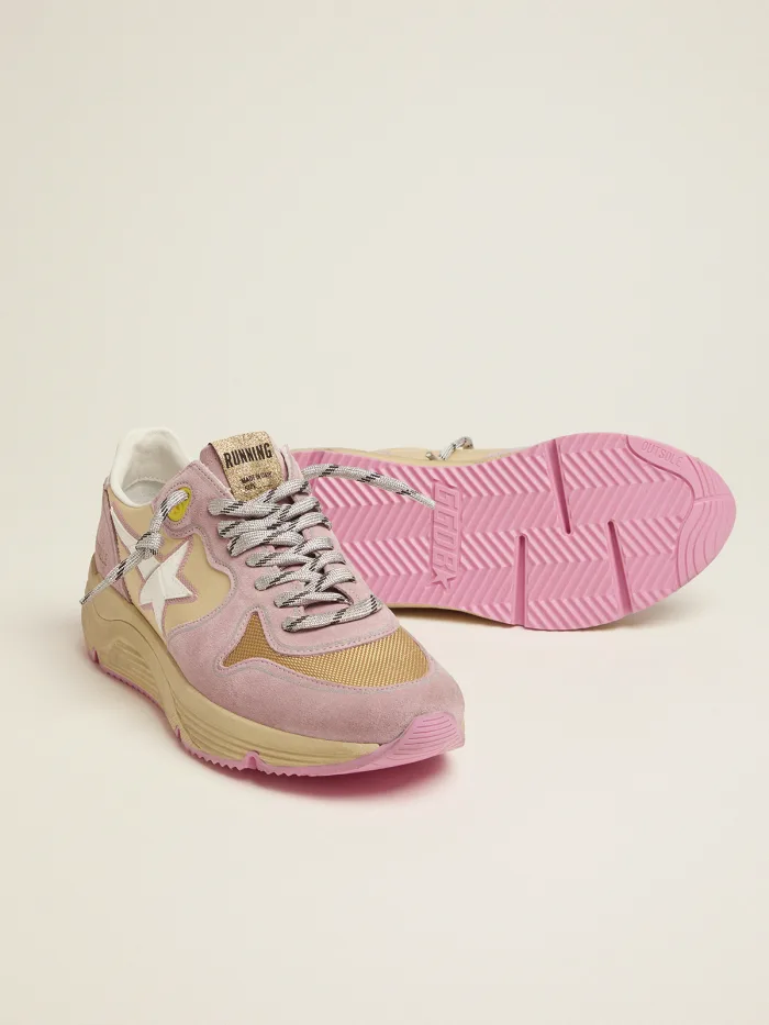 Pastel Pink Running Sole Sneakers With White Star