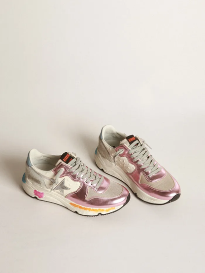 Running Sole Sneakers In Laminated Pink With Silver Star