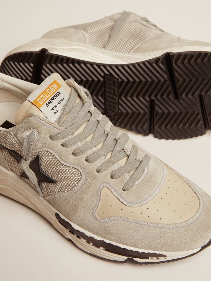 Running Sole Sneakers In Mesh And Ice-gray Suede