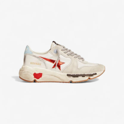 Running Sole Sneakers In Nylon And Suede With Red Laminated Leather Star