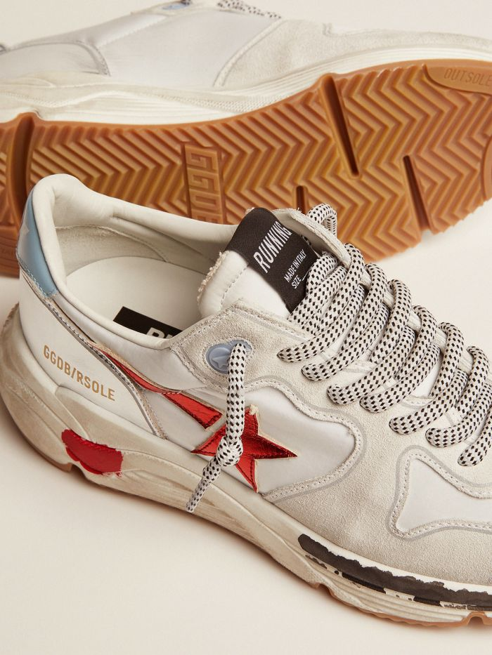 Running Sole Sneakers In Nylon And Suede With Red Laminated Leather Star