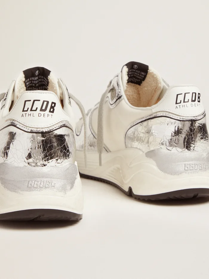 Silver and White Running Sole Sneakers