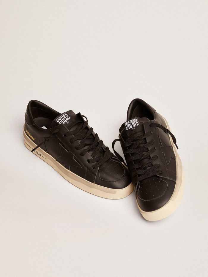 Stardan Sneakers In Total Black Leather With Vintage Finish