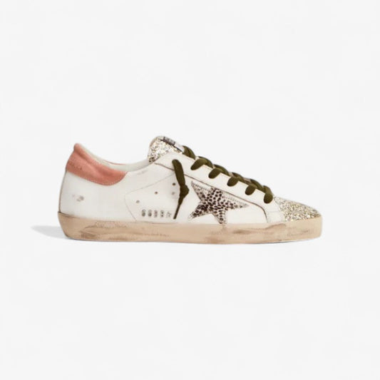 Super-star Ltd Sneakers With Silver Glitter And Animal-print Pony Skin Star