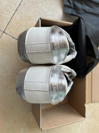 Super-star Sneakers With Silver Sparkle Foxing And Metal Stud Lettering