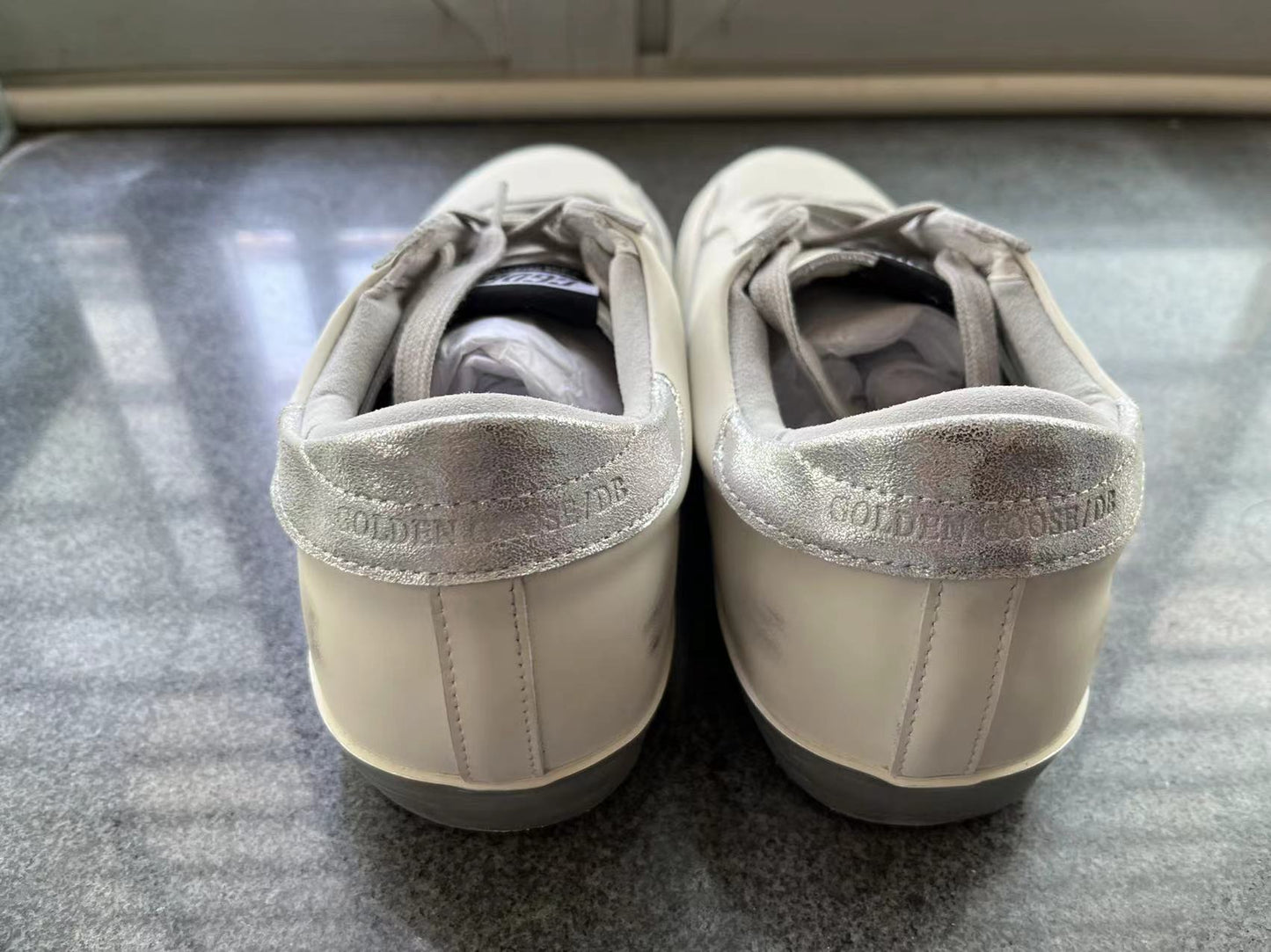 Super-star Sneakers With Silver Sparkle Foxing And Metal Stud Lettering