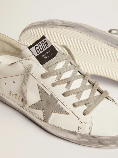 Super-star Sneakers With Silver Sparkle Foxing And Metal Stud Lettering