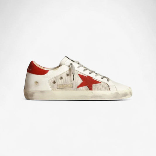 White Superstar Sneakers In Leather With Red Star