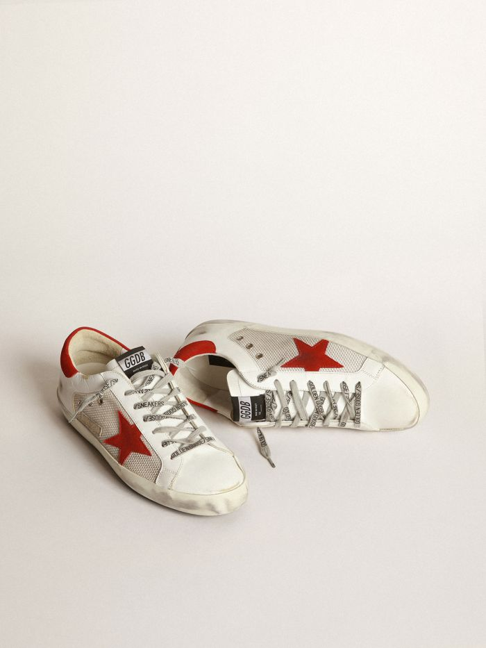 White Superstar Sneakers In Leather With Red Star