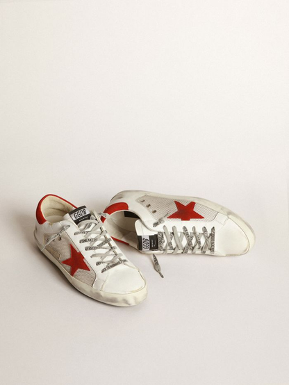 White Superstar Sneakers In Leather With Red Star