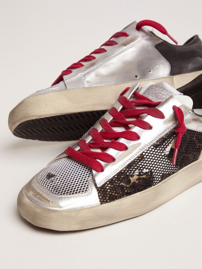 Women's Limited Edition Lab Silver And Animal-print Stardan Sneakers