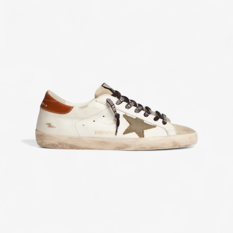 Super-star Ltd Sneakers With Olive-green Canvas Star And Tan Leather Heel Tab