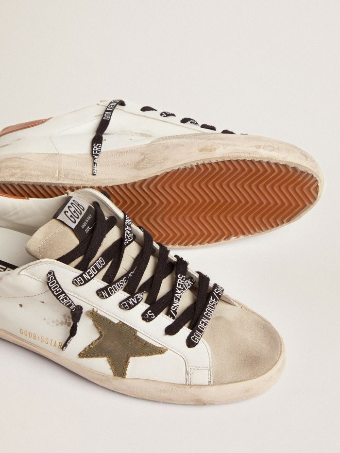 Super-star Ltd Sneakers With Olive-green Canvas Star And Tan Leather Heel Tab