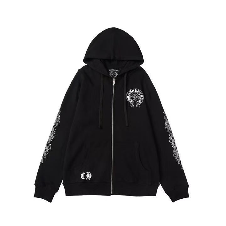 CHROME HEARTS ASYMMETRICAL ZIP HOODIE BLACK