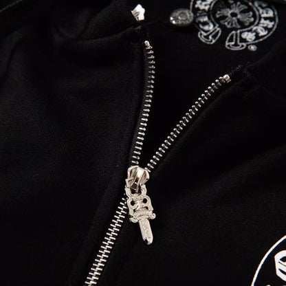 CHROME HEARTS ASYMMETRICAL ZIP HOODIE BLACK