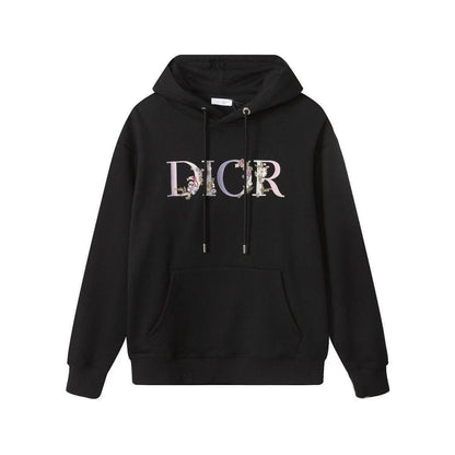 DIOR FLOWER LOGO HOODIE BLACK