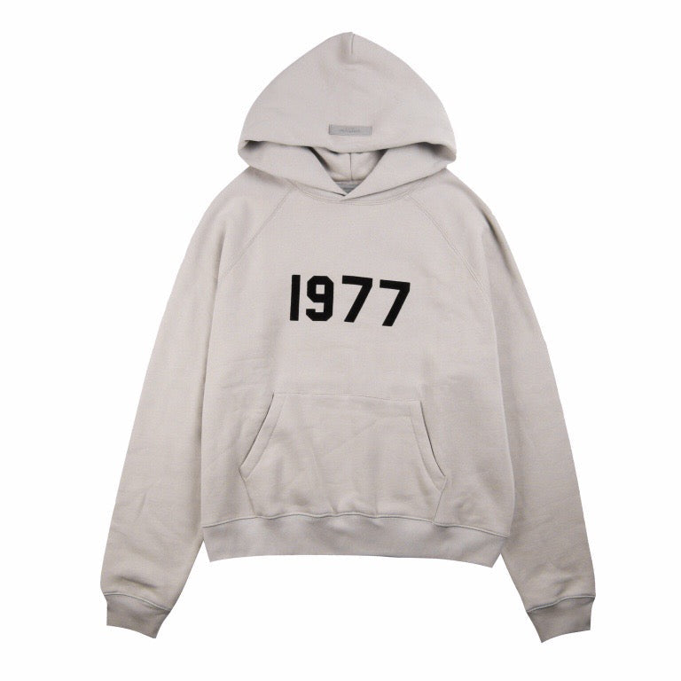 FEAR OF GOD ESSENTIALS "1977" HOODIE STONE GREY