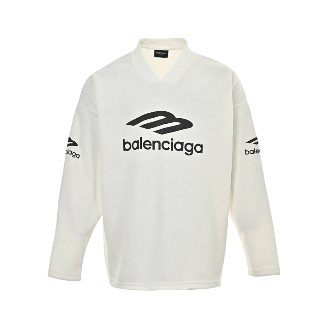 BALENCIAGA LONG SLEEVE LOGO SHIRT WHITE