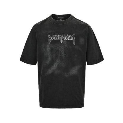 BALENCIAGA DISTRESSED LOGO T-SHIRT BLACK